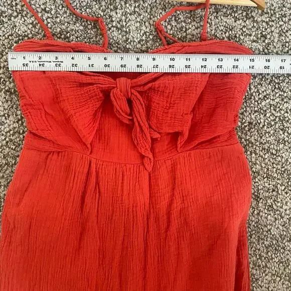 Saturday Sunday Isabel Jumpsuit Size S Red Orange Cotton Gauze Anthropologie - Picture 11 of 13